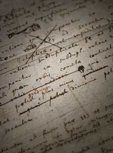 Kaksi sivua revisioita Principia Mathematicaan tekijältä Isaac Newton