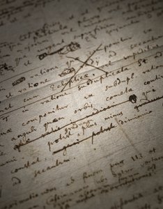 Kaksi sivua revisioita Principia Mathematicaan tekijältä Isaac Newton