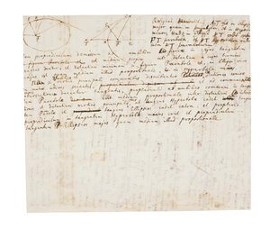 Kaksi sivua revisioita Principia Mathematicaan tekijältä Isaac Newton