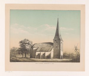 Näkymä Emmenin kirkolle Emmenin kirkko, purettu vuonna 1855 (otsikko esineessä) tekijältä Isaac Reijnders Sz.