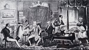Mies, joka kärsii liiallisen hemmottelun vaikutuksista tekijältä Isaac Robert Cruikshank