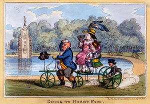 Harrastusmessuille menossa, 1835 (käsinvärinen kaiverrus) tekijältä Isaac Robert Cruikshank