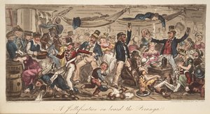 The Return to Port, pubista The English Spy. 1824 (käsinvärinen kaiverrus) tekijältä Isaac Robert Cruikshank
