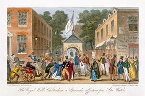 Royal Wells, Cheltenham tai Spa Watersin spamodiset kiintymykset, Charles Molloy Westmacottin (1788-1868) julkaisusta The English Spy, julkaisi Lontoossa 1825 tekijältä Isaac Robert Cruikshank