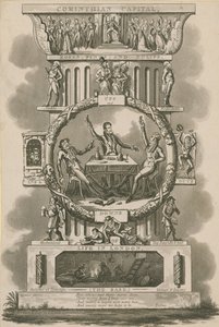 Korintin pääkaupunki, ruusut, vaaleanpunaiset ja tulppaanit; Lontoon elämän ylä- ja alamäkiä tekijältä Isaac, Robert and George Cruikshank