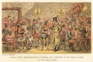 Tom ja Jerry naamioivat sen slummeissa, pyhässä maassa tekijältä Isaac, Robert and George Cruikshank