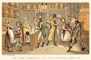 Tom ja Jerry ottavat Blue Ruinin loitsujen purkamisen jälkeen tekijältä Isaac, Robert and George Cruikshank