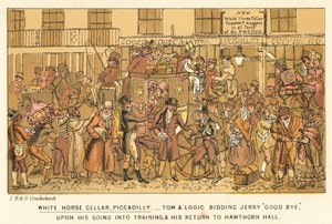 White Horse Cellar, Piccadilly tekijältä Isaac, Robert and George Cruikshank
