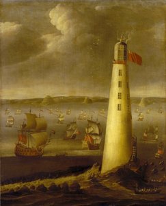 Eddystonen majakka Devonin rannikolla (Englanti). Isaac Sailmakerin (1633-1721) öljy kankaalle, noin 1708. tekijältä Isaac Sailmaker
