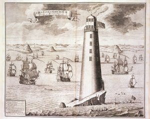 Eddystonen majakka, kaiverrus Hendrick Hulsbergh, 1713 (katso myös 40669)