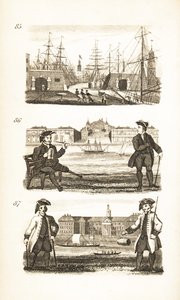 London Docks, Greenwich Hospital ja Chelsea Hospital tekijältä Isaac Taylor