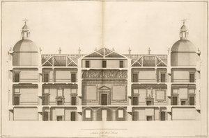 Houghton Hall: osa länsirintamaa, kaiverrus Pierre Fourdrinier, 1735 (katso myös 64902 ja 64903) tekijältä Isaac Ware
