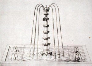 The Gardens of Wiltonin suihkulähdesuunnittelu, n. 1645 (kaiverrus)