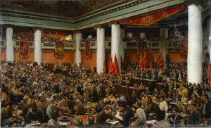 Deuxieme congres du Komintern (Internationale communiste) - Kommunistisen internationaalin toisen kongressin (Comintern) juhlallinen avaus - Isaak Izrailevich Brodsky (1884-1939). Öljy kankaalle