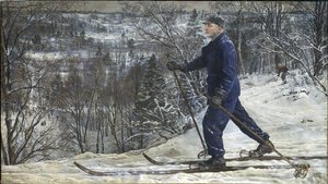 Kliment Voroshilov (1881-1969) hiihtäjä - Kliment Vorošilov hiihtomatkalla - Isaak Izrailevich Brodsky (1884-1939). Öljy kankaalle tekijältä Isaak Israilevich Brodsky