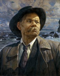 Muotokuva kirjailijasta Maksim Gorkin 1868-1939, 1936 tekijältä Isaak Israilevich Brodsky