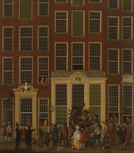 Jan de Grootin kirjakauppa ja lottotoimisto Kalverstraatilla Amsterdamissa, 1779