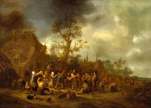 Talonpoikien ilonpito majatalon ulkopuolella, 1642