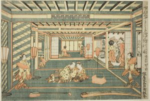 Perspektiivikuva suuresta huoneesta (Senjojiki uki-e no zu) tekijältä Ishikawa Toyonobu
