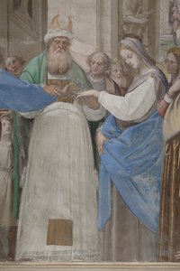 Yksityiskohta teoksesta Neitsyt Marian avioliitto, 1634. tekijältä Isidoro Bianchi