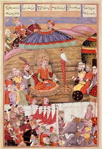 Islamilainen taide: "" Sohrab (Saharab) katsoo jälleen Roustamin telttaa""" Persialainen miniatyyri Ferdowsin (Firdawsi, tai Ferdawsi tai Firdousi, noin 940 - noin 1020) (ms. 607) tekijältä Islamic School