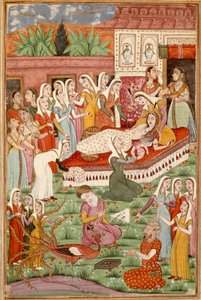 Islamilainen taide: "" Roustamin Cesarian syntymä""" Persialainen miniatyyri Ferdowsin (Firdawsi tai Ferdawsi tai Firdousi) eeppisen runon "" Shahnameh"" (Shah Nama, Shahnama) (Kuninkaiden kirja) käsikirjoituksesta, noin 940 - noin 1020) (ms. 607) Chantill tekijältä Islamic School