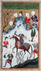 Ms B-284 fol.50b The Kings Hunt, Huseyn Bayqara, Divanista, n. 1540 tekijältä Islamic School