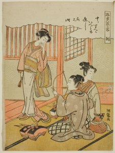Jousiammunta (Sha), sarjasta "Epäviralliset versiot kelluvan maailman kuudesta saavutuksesta (Ukiyoe rikugei ryaku)" tekijältä Isoda Koryusai