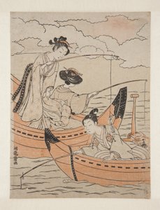 Boats of Love (Koi no fune) (värillinen puupainatus) tekijältä Isoda Koryusai