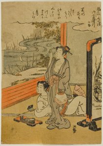 Mimosuso-joki Isen maakunnassa (Mimosusogawa, Ise), sarjasta "Furyu meisho kagami (Furyu meisho kagami)" tekijältä Isoda Koryusai