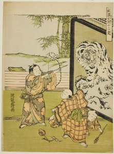 Tiger, sarjasta "Muodikkaita lapsia kahdellatoista horoskoopilla (Furyu kodomo juni shi)" tekijältä Isoda Koryusai