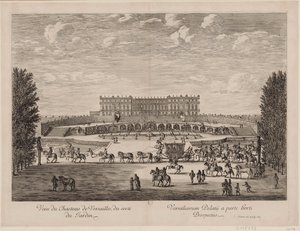 Näkymä Versaillesin palatsille puutarhasta
