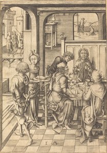 Kristus Emmauksessa, n. 1480. tekijältä Israhel van Meckenem