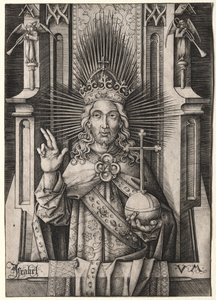 Kristus Lunastaja Salvator Mundi, n. 1490-1500. tekijältä Israhel van Meckenem