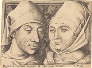Israhel van Meckenemin ja hänen vaimonsa Idan kaksoismuotokuva, n. 1490. tekijältä Israhel van Meckenem