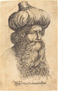 Ikääntyneen miehen pää, n. 14801490. tekijältä Israhel van Meckenem
