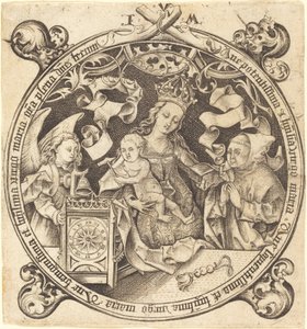 Madonna kellon kanssa, n. 1490. tekijältä Israhel van Meckenem