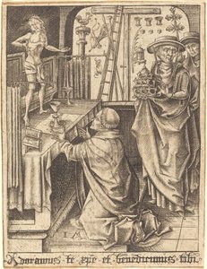 Pyhän Gregorian messu, n. 14801490. tekijältä Israhel van Meckenem