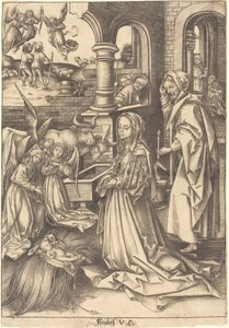 Syntymä, c. 14901500. tekijältä Israhel van Meckenem