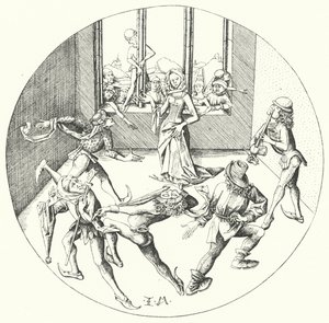 Tanssi sormuksen ympäri (kaiverrus) tekijältä Israhel van the Elder Meckenem