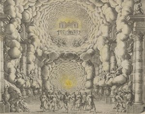 Giacomo Torelli da Fanon suunnittelema teatterilavastelu baletti Les Noces de..., 1654 tekijältä Israël Silvestre