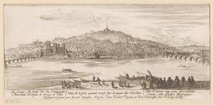 Näkymä Lyoniin Celestine-luostarin pankilta Veue de Lyon quand on est sur les quais des Celestins (otsikko esineessä)