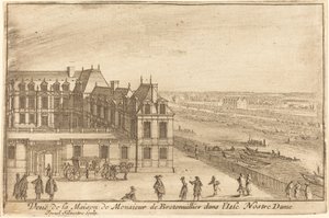 Näkymä Monsieur de Bretonuillerin talolle Isle Nostre Dame -saarella tekijältä Israël Silvestre