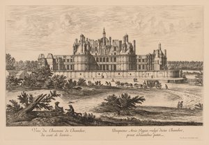 Näkymä Château de Chambordille sisäänkäynnin puolelta tekijältä Israël Silvestre