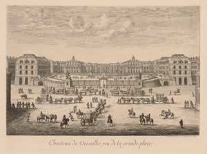 Näkymä Versaillesin palatsille Grande Place -aukiolta katsottuna