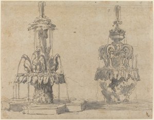 Kaksi suihkulähdettä tekijältä Italian 17th Century