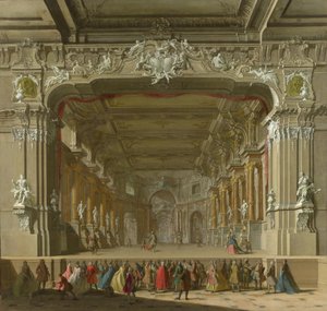 Teatterin sisustus, 1700-luvun alku.