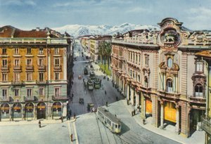 Torino - Piazza Solferino ja Via Cernaia (värikuva)
