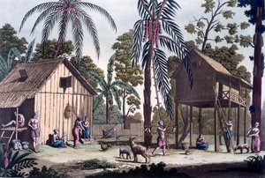 Alkuperäinen asutus Sumatralla, noin 1820-30-luvuilla tekijältä Italian School