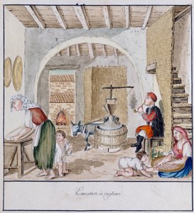 Maalaismainen sisustus Cagliarissa, tulostaa ms. 258, Luzzetti Collection tekijältä Italian School